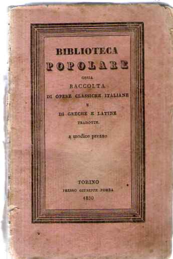 BIBLIOTECA POPOLARE ossia RACCOLTA DI OPERE CLESSICHE ITALIANE