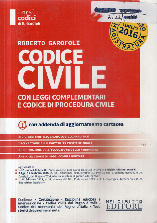 Codice civile : con leggi complementari e codice di procedura civile