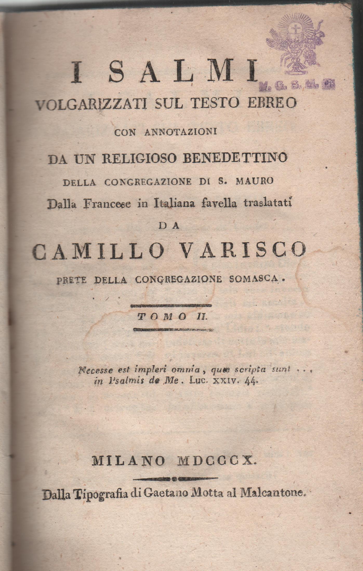 I salmi volgarizzati sul testo ebreo - Tomo II