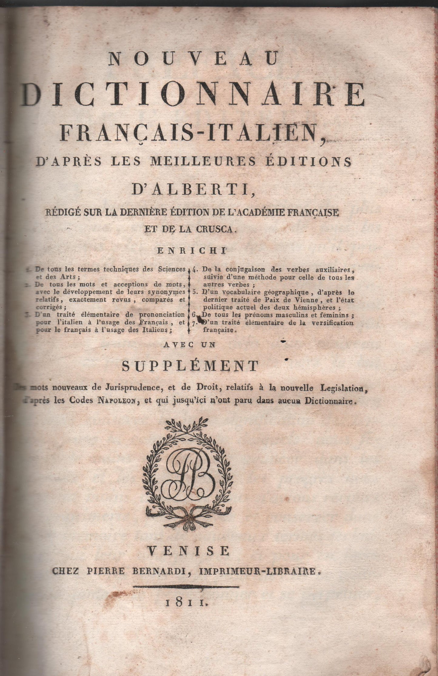 Nouveau Dictionnaire Francais-Italien: D'Apres Les Meilleures Editions D'Alberti