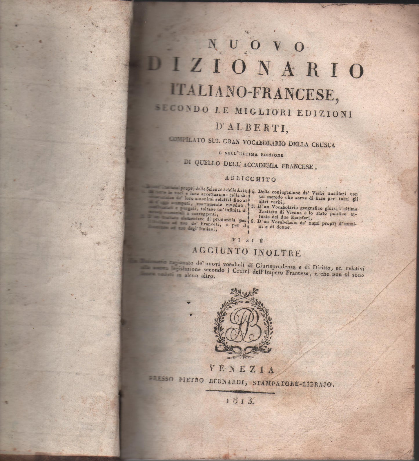 Nuovo dizionario italiano-francese, secondo le migliori edizioni d'Alberti