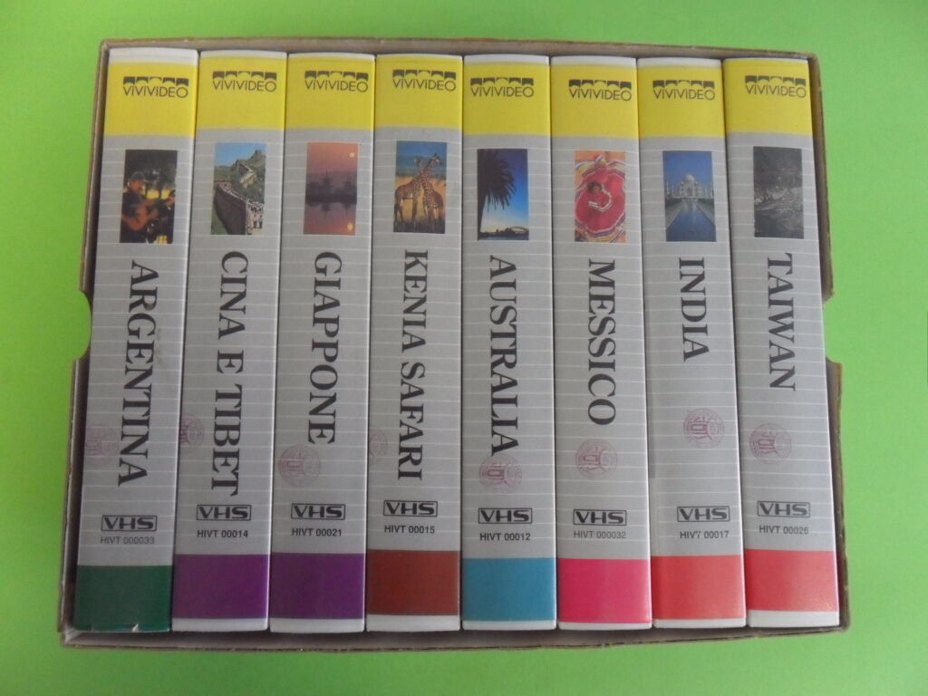 - I GRANDI PAESI DEL MONDO 8 VHS + COFANETTO/CONFEZIONE ARGENTINA - AUSTRALIA - CINA E TIBET - GIAPPONE - INDIA - KENYA SAFARI - MESSICO - TAIWAN -