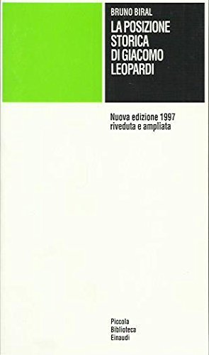 Posizione Storica Di Giacomo Leopardi (Il)