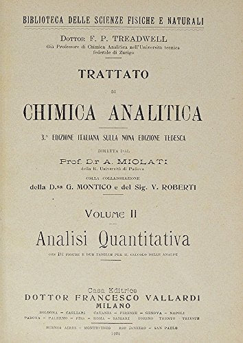 Trattato di chimica analitica. Volume I. Analisi qualitativa.
