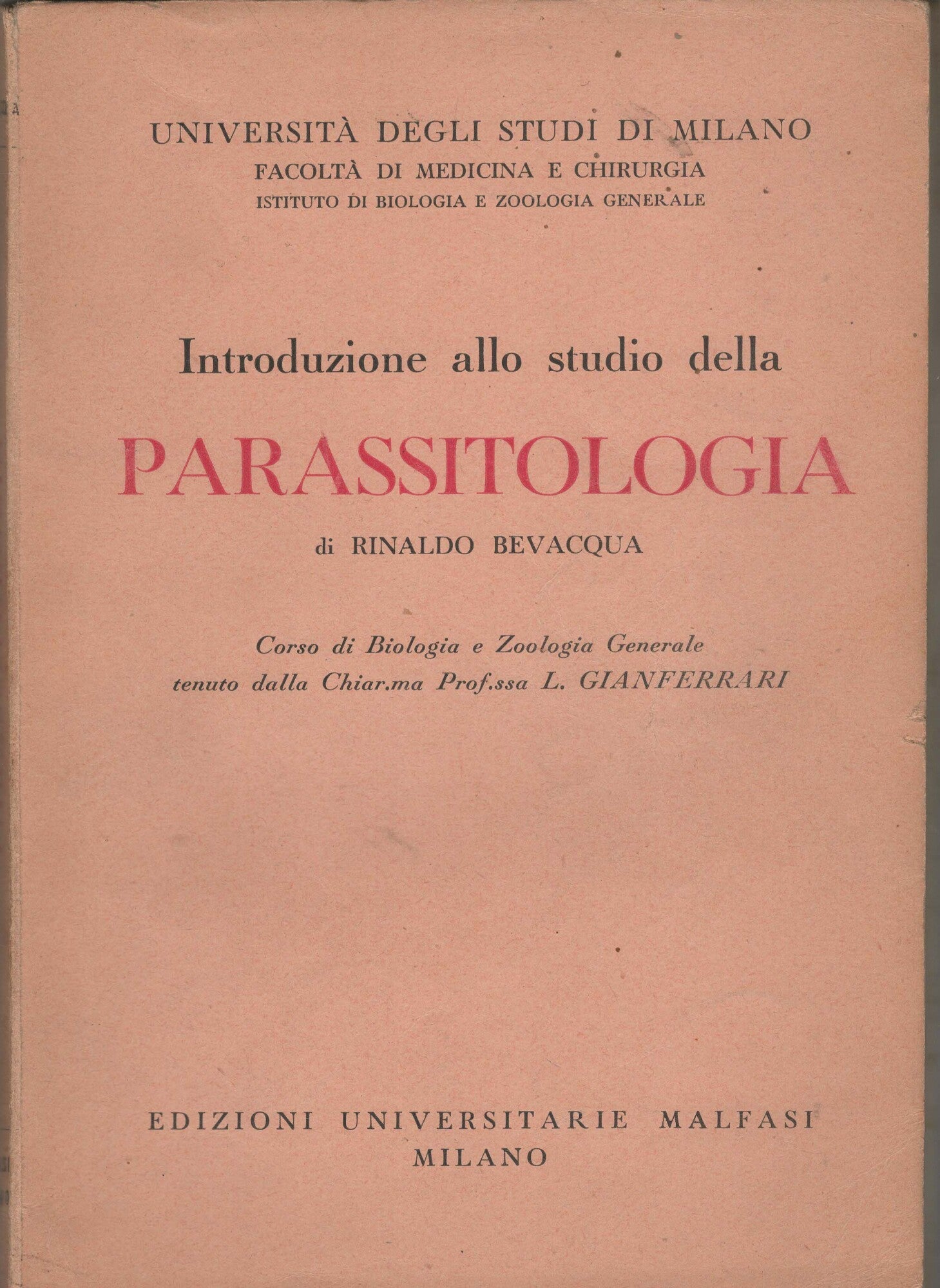 INTRODUZIONE ALLO STUDIO DELLA PARASSITOLOGIA