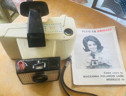 Polaroid Swinger Model 20 Vintage 1965 + Manuale Originale Italiano "Ecco lo Swi