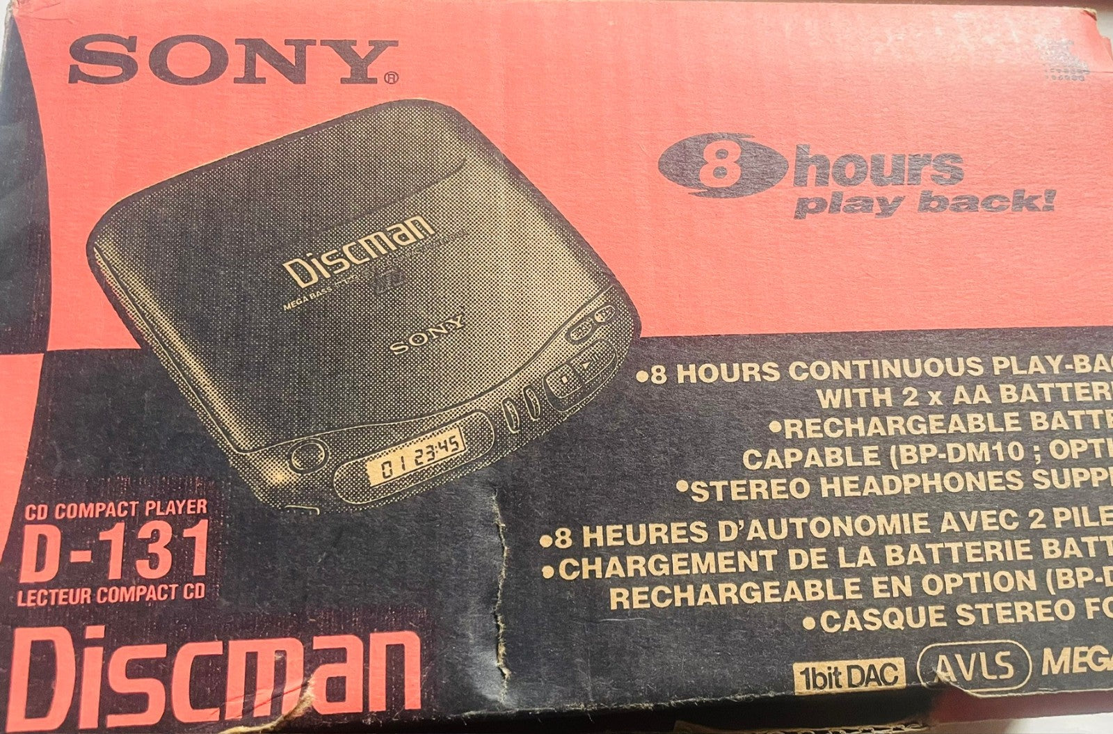 Sony Discman D-131 Vintage 1994 Lettore CD Portatile Boxato con Scatola e Manual