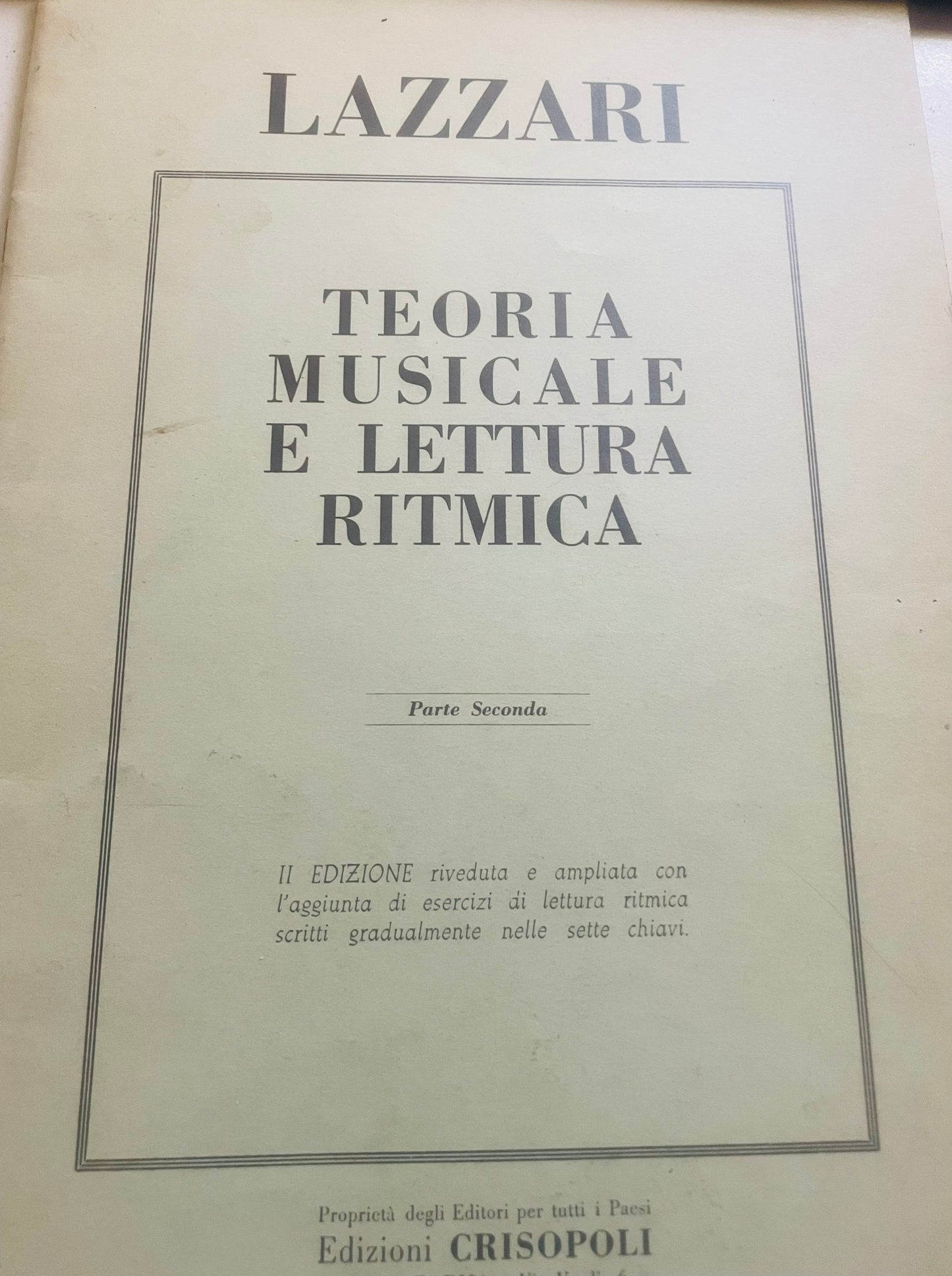 Teoria musicale e lettura ritmica  PARTE SECONDA