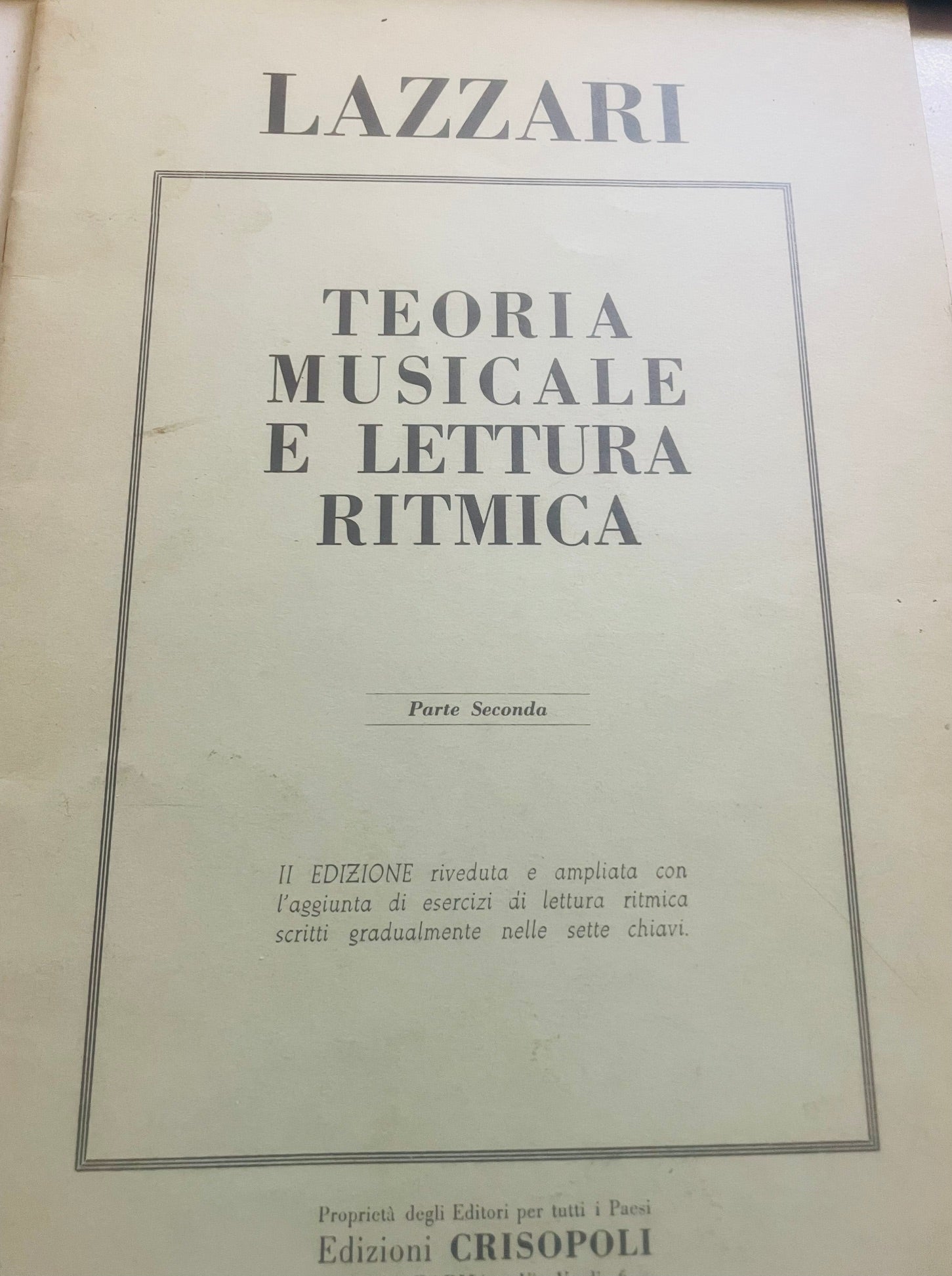 Teoria musicale e lettura ritmica  PARTE SECONDA
