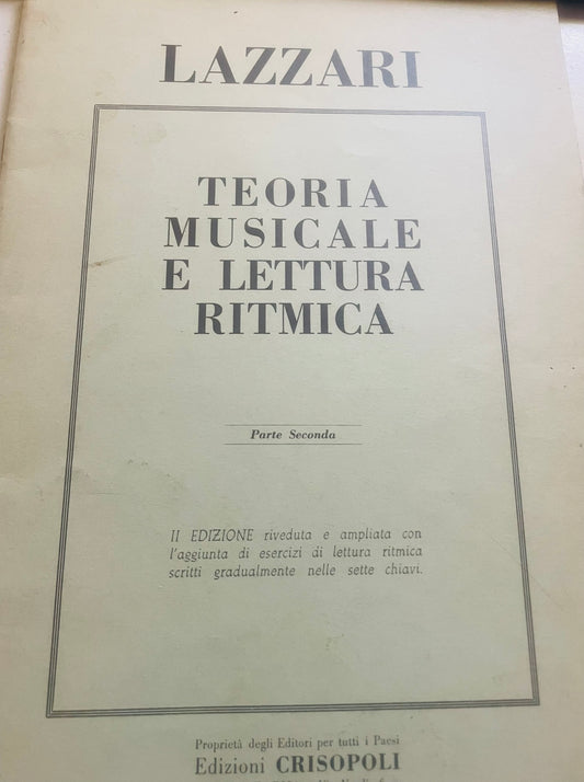 Teoria musicale e lettura ritmica  PARTE SECONDA