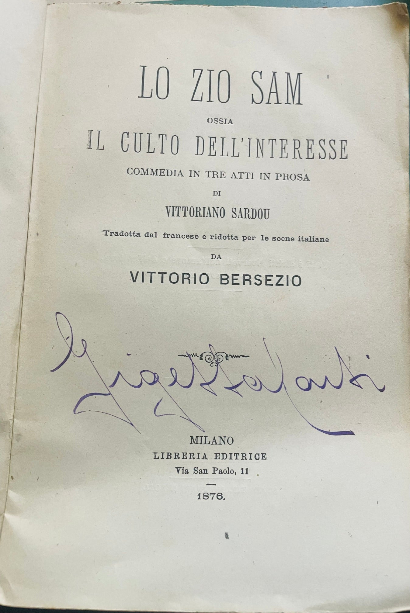 LO ZIO SAM OSSIA IL CULTO DELL'INTERESSE COMMEDIA IN 3 ATTI