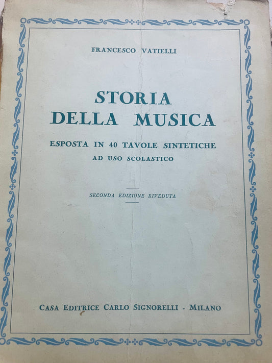 Storia della musica esposta in tavole sintetiche ad uso scolastico.