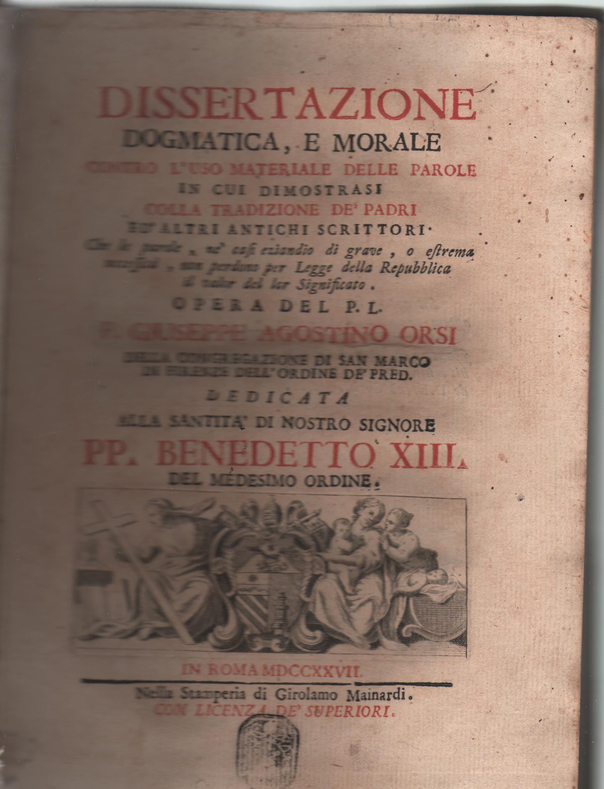 Dissertazione Dogmatica e Morale contro l'uso materiale delle parole