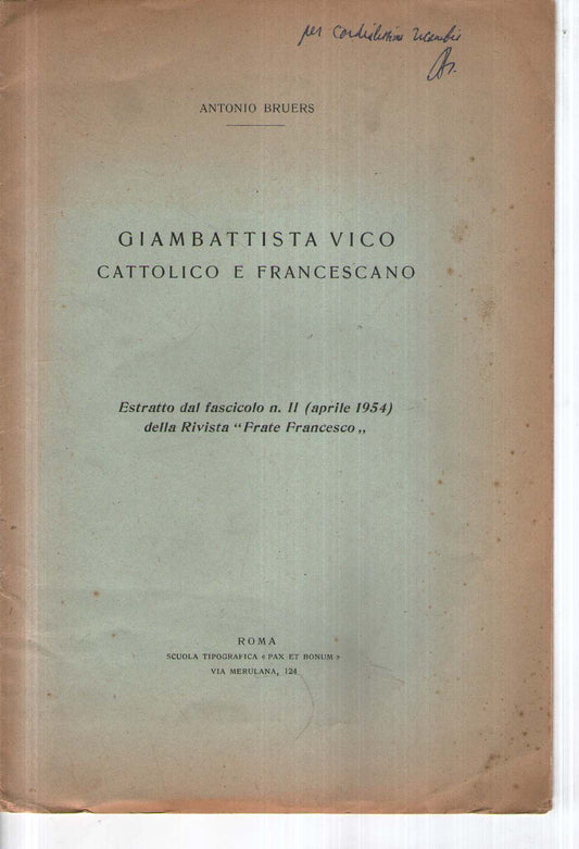 Giambattista Vico Cattolico e Francescano
