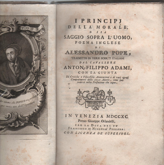 I PRINCIPJ DELLA MORALE O SIA SAGGIO SOPRA L'UOMO