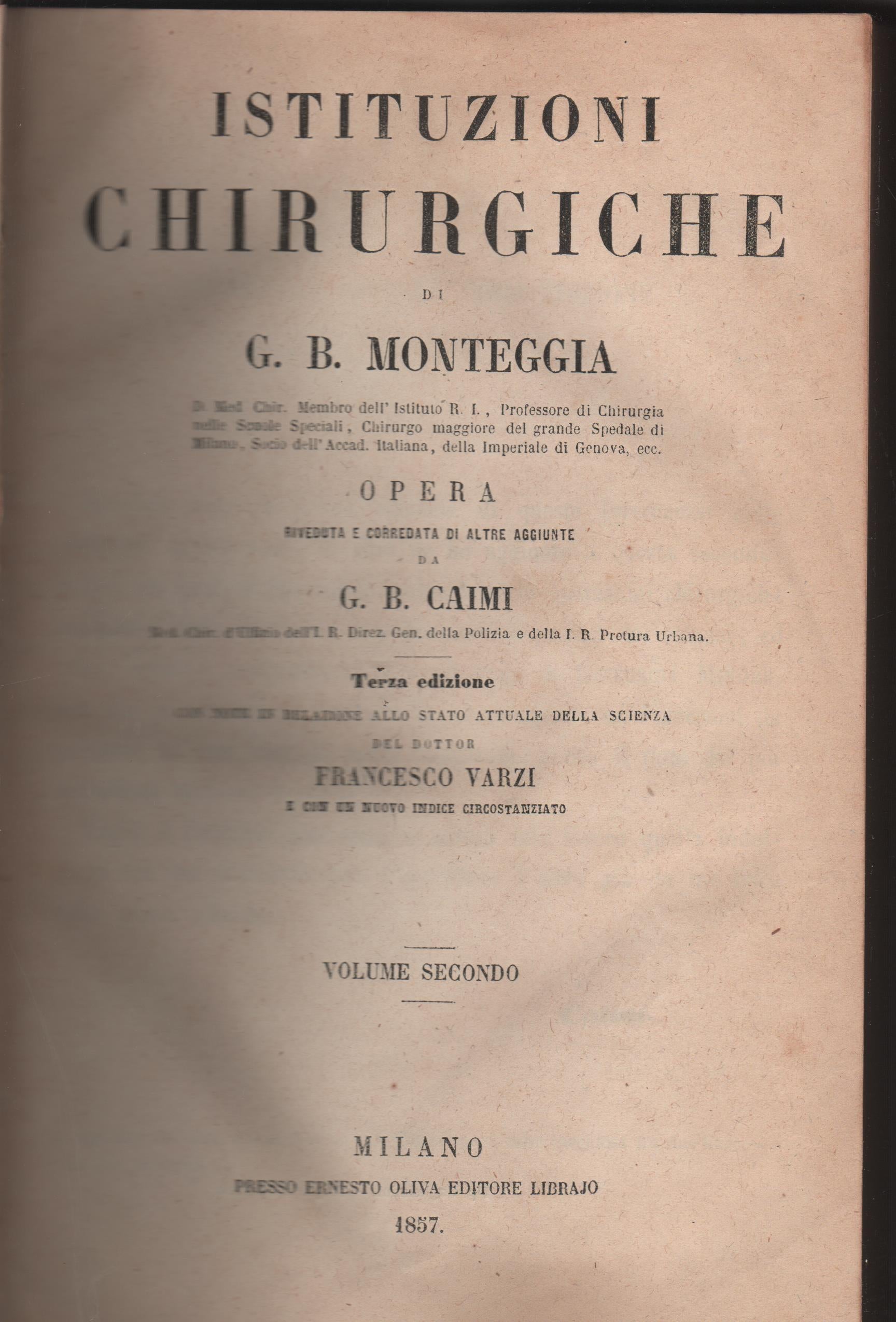 Istituzioni chirurgiche - Volume Secondo