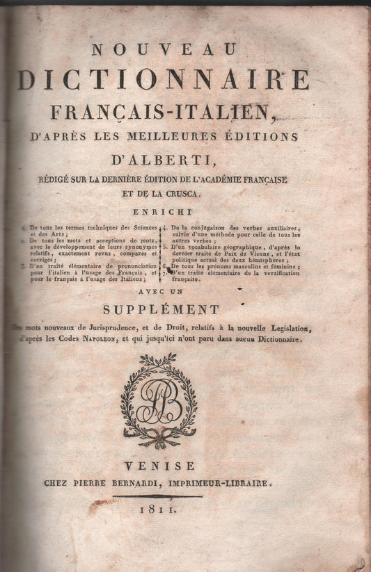 Nouveau Dictionnaire Francais-Italien: D'Apres Les Meilleures Editions D'Alberti