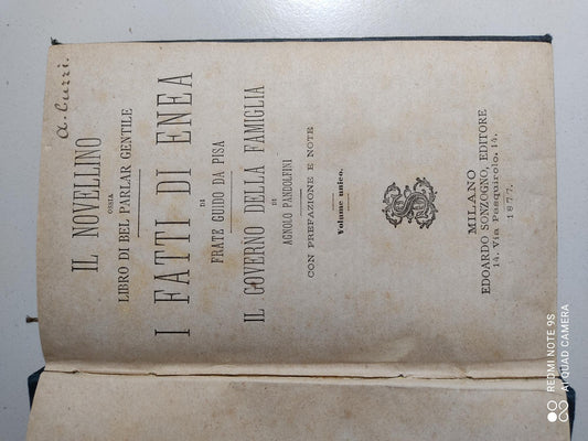 Novellino ossia libro di bel parlar gentile (Il) I fatti di Enea di Frate Guido da Pisa Il governo della famiglia di Agnolo Pandolfini