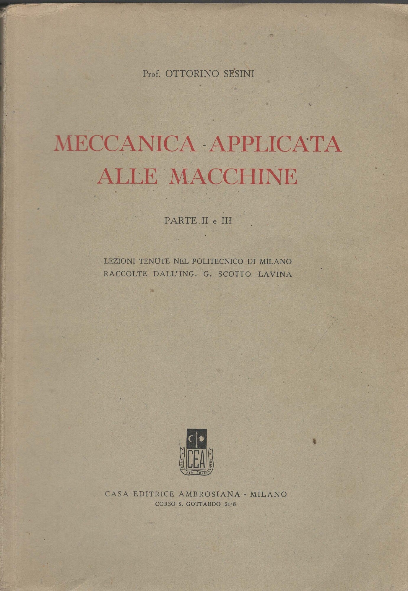 MECCANICA APPLICATA ALLE MACCHINE  PARTE II e III