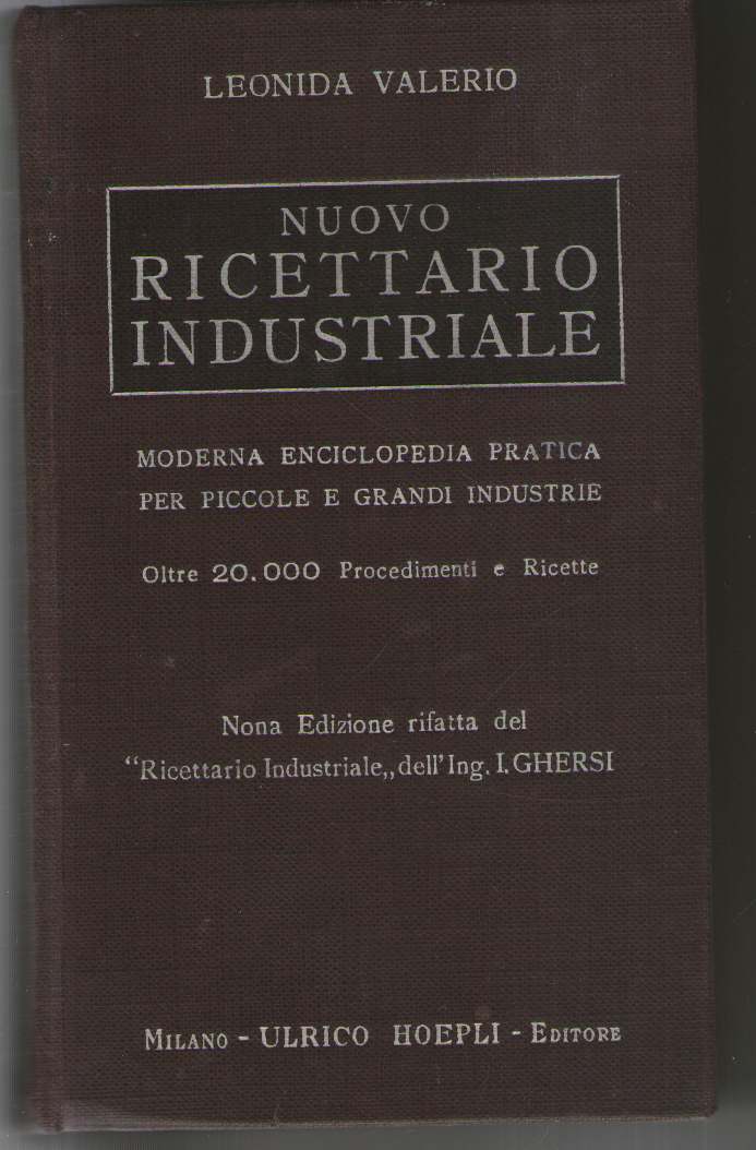 NUOVO RICETTARIO INDUSTRIALE.