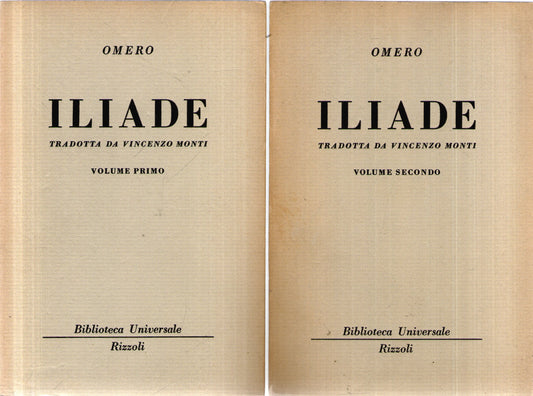 Omero - Iliade 2volumi - tradotta da Vincenzo Monti - Bur